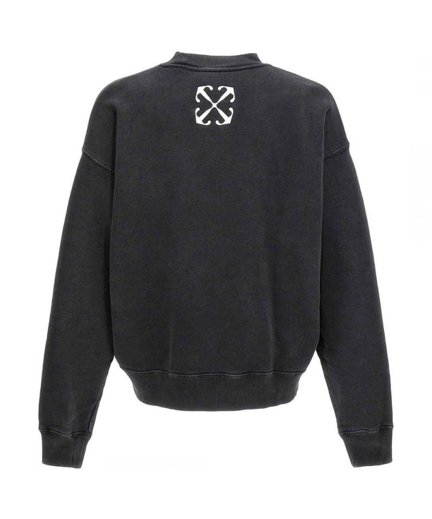 Off White Mens St. Matthew Design Skate Fit Washed Black Sweatshirt Textile - Size Large